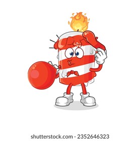 the birthday candle pantomime blowing balloon. cartoon mascot vector