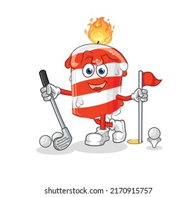 the birthday candle playing golf vector. cartoon character