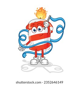 the birthday candle Rhythmic Gymnastics mascot. cartoon vector