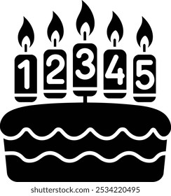 Birthday candle silhouette, Birthday Cake Icon Silhouette Illustration.