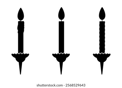 Birthday Candle silhouette icon set clip art vector illustration