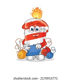 the birthday candle tailor mascot. cartoon vector