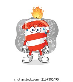 la vela de cumpleaños pensando duro vector. personaje de caricatura