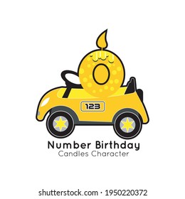 Birthday candle vector design ranging from the numbers 0 1, 2, 3, 4, 5, 6, 7, 8, 9 toy car motifs