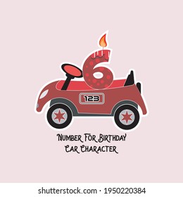 Birthday candle vector design ranging from the numbers 0 1, 2, 3, 4, 5, 6, 7, 8, 9 toy car motifs