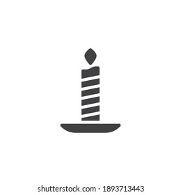 Birthday candle vector icon. filled flat sign for mobile concept and web design. Striped candle glyph icon. Symbol, logo illustration. Vector graphics