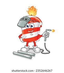 the birthday candle welder mascot. cartoon vector