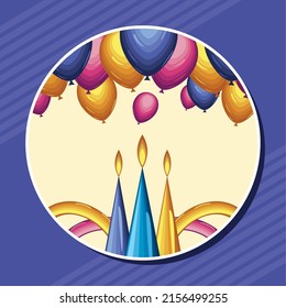birthday candles and balloons round