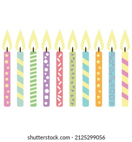 Birthday candles bundle vector cartoon illustration