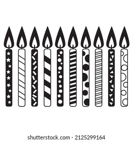Birthday candles bundle vector cartoon illustration