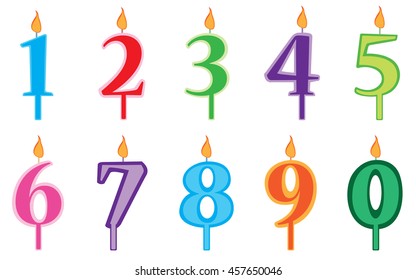 Birthday Candles Cartoon Numbers Set Candles Stock Vector (Royalty Free ...