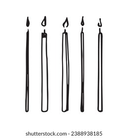 Birthday candles doodle design elements