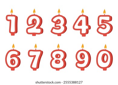 Birthday candles element set. Suitable for flat design illustration, clip art, stickers, etc