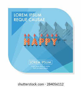 Birthday candles flat icon with long shadow,eps10