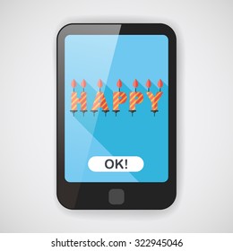 Birthday candles flat icon with long shadow,eps10