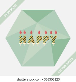 Birthday candles flat icon with long shadow,eps10