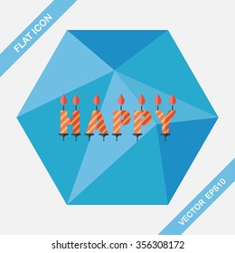 Birthday candles flat icon with long shadow,eps10