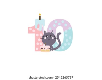 birthday candles, happy birthday, illustration with animals, gifts, cake