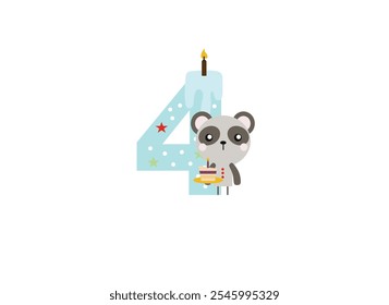 birthday candles, happy birthday, illustration with animals, gifts, cake