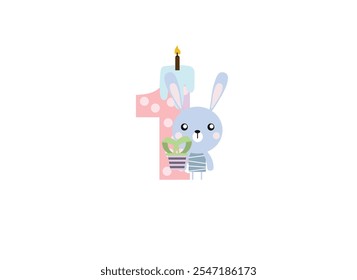 birthday candles, happy birthday, illustration with animals, gifts, cake