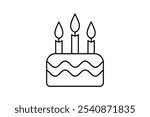 Birthday candles icon line art vector illustration, candle outline