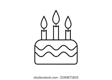 Birthday candles icon line art vector illustration, candle outline