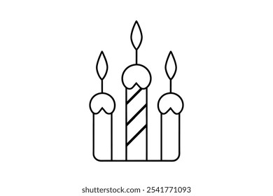 Birthday candles icon line art vector illustration, candle outline