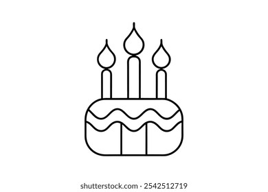 Birthday candles icon line art vector illustration, candle outline