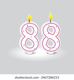 Birthday candles icon. Number eighty eight. Colorful dotted. Vector illustration.