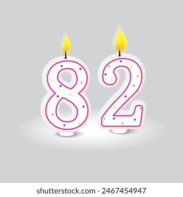 Birthday candles icon. Number eighty two. Colorful dotted. Vector illustration.