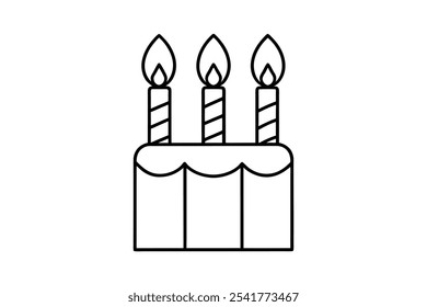 Birthday candles line art icon vector illustration, candle outline