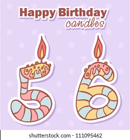 Birthday candles nubmer figures colorful set