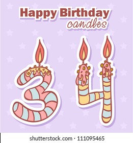 Birthday candles nubmer figures colorful set