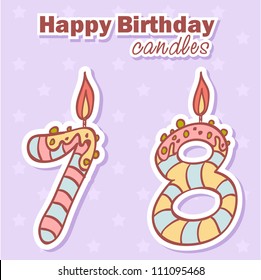 Birthday candles nubmer figures colorful set