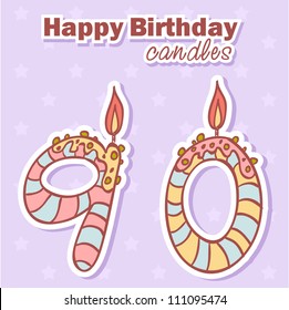 Birthday candles nubmer figures colorful set