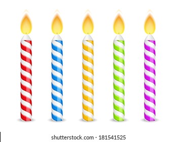 Birthday candles on white background, vector eps10 illustration