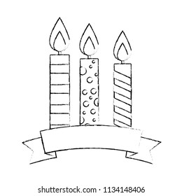 birthday candles with ribbon isolated icon