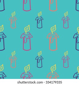 Birthday candles, Seamless pattern with silhouettes of colorful birthday candles