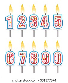 birthday candles set, colorful number shape candles with holders  