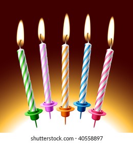 Birthday candles. Vector illustration. Place on your cake.