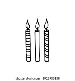 Birthday candles vector set. Hand drawn Doodle vector illustration Isolated on white background