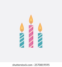 Birthday candles vector set Illustration on white background.