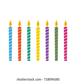 Conjunto vectorial de velas de cumpleaños, elementos de diseño aislados