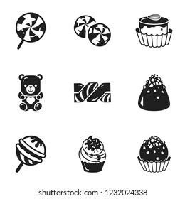 Birthday candy icon set. Simple set of 9 birthday candy vector icons for web design isolated on white background