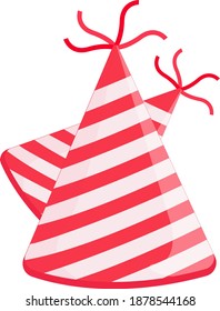 Birthday cap with stripes ,illustration, vector on white background.