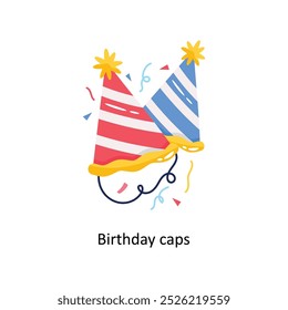 Tampas de aniversário doodle vetor contorno Adesivo. Arquivo EPS 10