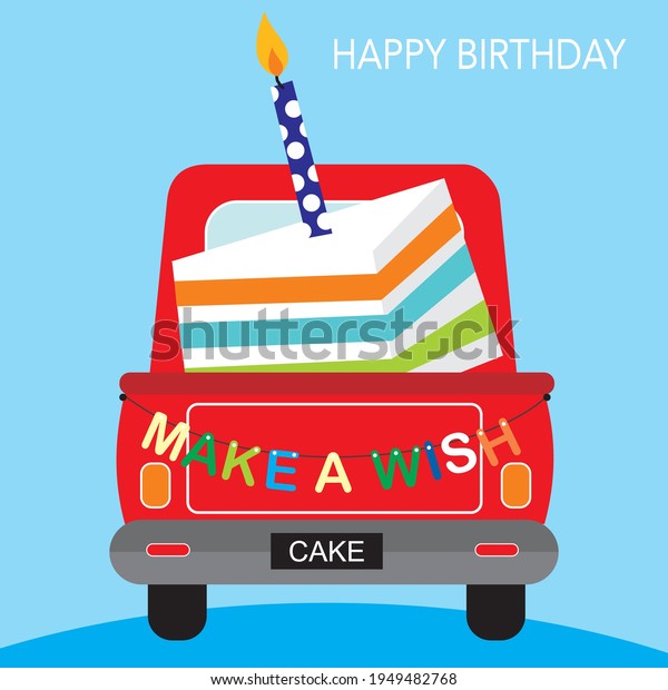 Birthday car and cup\
cake for birthday\
card