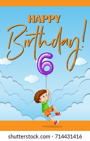 Birthday car for six years old boy illustration