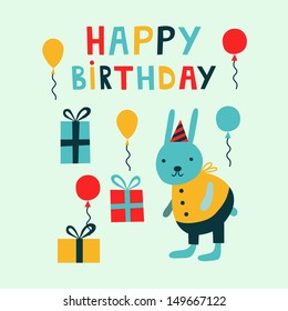 Happy Birthday Attribute Set Cute Bear Stock Vector (Royalty Free ...