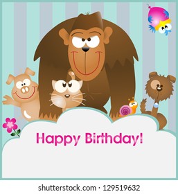 Birthday Card (animal) design elements for invitation, greeting and wallpaper Ã¢Â?Â? part 1 (vector)